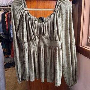 Torrid Sage Green Textured Blouse